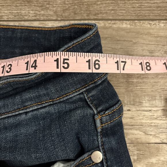 Judy Blue Jeans 15/32 Blue Dark Wash Skinny Fit Raw Hem Whisker Stretch Denim - Picture 5 of 11